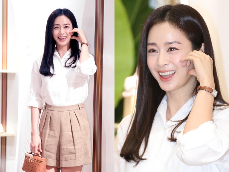 Nhờ đó, quốc bảo nhan sắc Hàn Quốc đã giữ được sắc vóc như gái son sau 2 lần sinh nở. Nếu như hồi trẻ, Kim Tae Hee theo đuổi phong cách thuần khiết, thỉnh thoảng nổi loạn với các bộ cánh sexy, thì sau khi sinh con, netizen nhận xét, nhan sắc của cô như thay đổi 180 độ.