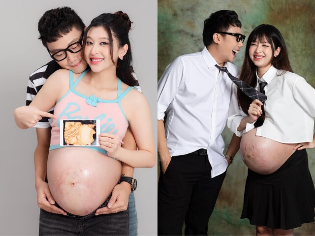 Đến năm 2024, cô công khai mang thai đôi, không ngại khoe bụng rạn.