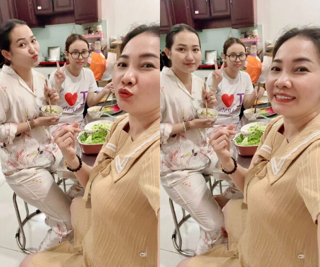 Sắc vóc bà xã Cao Minh Đạt chưa thay đổi nhiều sau những tháng đầu thai kỳ.