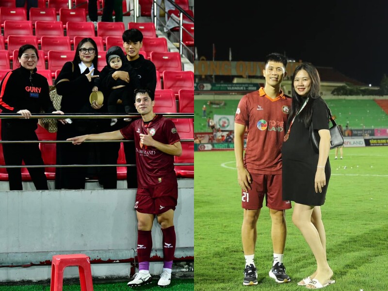 Phía sau những bước chạy mạnh mẽ của các cầu thủ trên sân cỏ là bóng dáng lặng thầm, kiên cường của những người vợ.