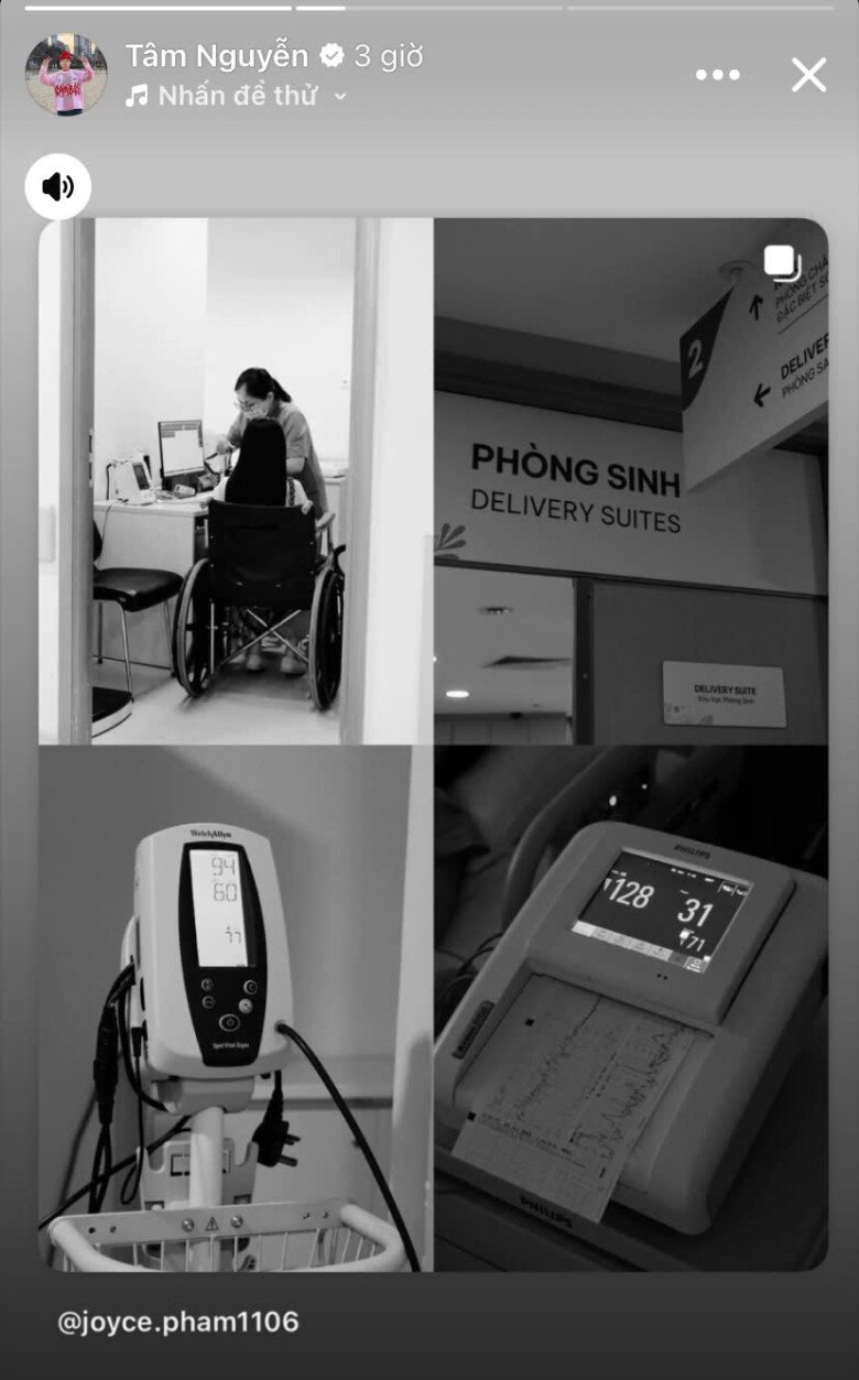 Rich kid Tâm Nguyễn đăng ảnh chụp trước phòng sinh, tag tên bà xã.
