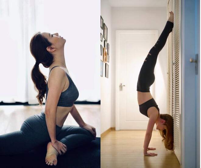 BTV Đan Lê kiên trì tập luyện để lấy lại dáng xinh.