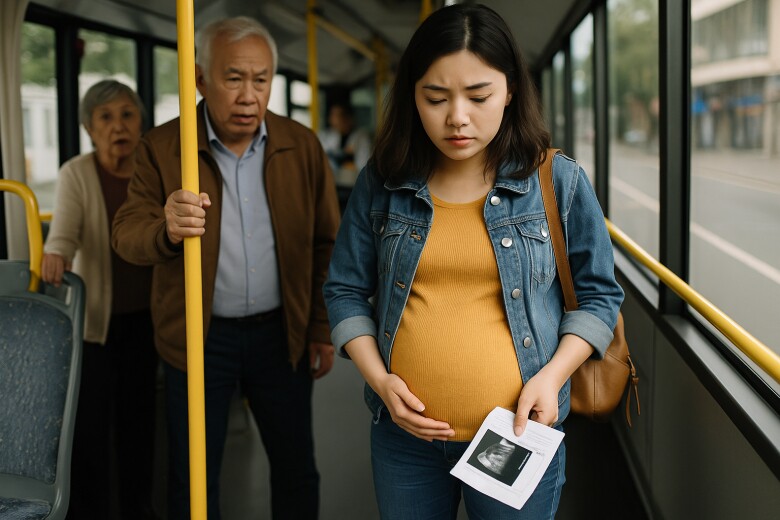 Cô gái trẻ khiến cả xe xấu hổ.