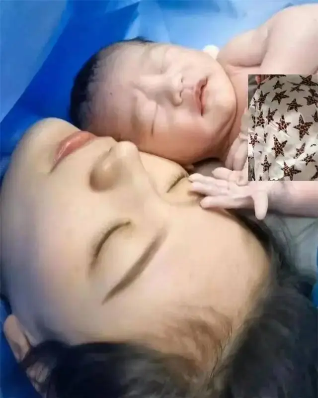 Em bé nín khóc sau khi được kề da với mẹ.