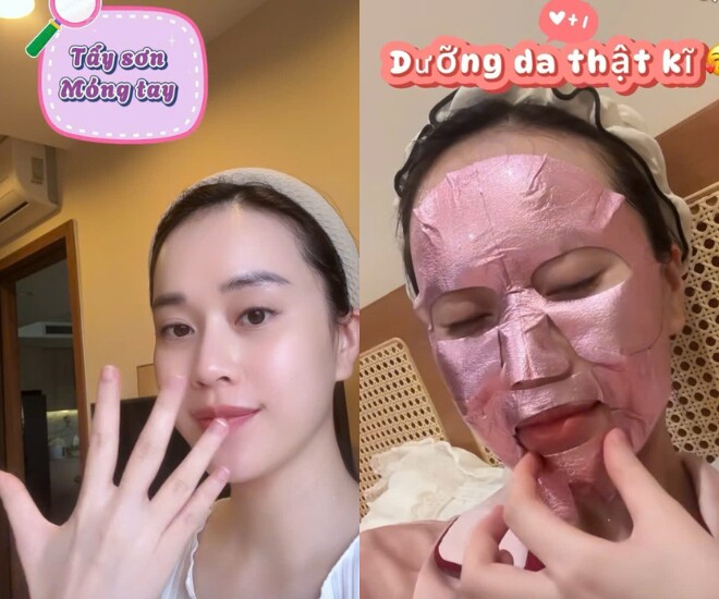 Nữ MC tranh thủ làm đẹp trước khi lên bàn đẻ.
