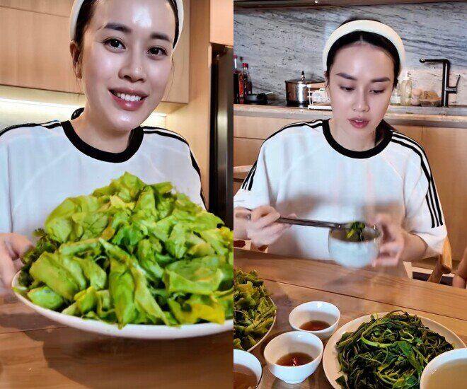 Cô ăn uống kỹ lưỡng, khoa học, bổ sung nhiều rau xanh trong thai kỳ.