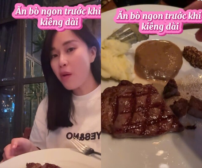 Nữ MC tranh thủ đi ăn món bò yêu thích.