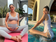 Bà bầu - Á hậu Việt vạch bắp tay để lộ que ngừa thai cấy dưới da, chưa làm đám cưới sau 2 năm sinh con với doanh nhân điển trai