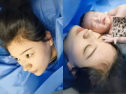 Bà bầu - Khoảnh khắc kỳ diệu trong phòng sinh khiến cõi mạng tan chảy: Em bé nín khóc ngay khi được kề da với mẹ, visual của sản phụ gây sốt