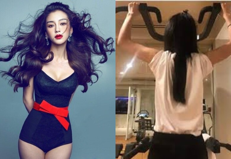 Angelababy tập luyện chăm chỉ để về dáng.