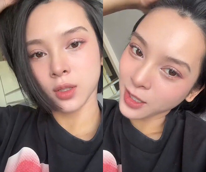 Bà bầu Quỳnh Lương hào hứng khoe tóc mới.