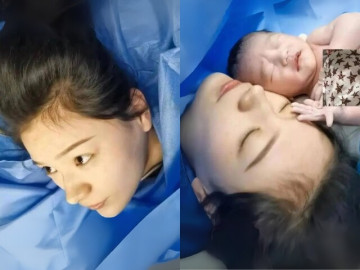 Khoảnh khắc kỳ diệu trong phòng sinh khiến cõi mạng tan chảy: Em bé nín khóc ngay khi được kề da với mẹ, visual của sản phụ gây sốt