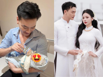 Vợ hot girl của diễn viên Trọng Lân VTV vượt cạn mẹ tròn con vuông, bé trai có 2 má lúm đồng tiền như sao y từ bố