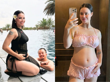 Người đẹp từng đứng chung sân khấu với Hoàng Thuỳ Linh khoe bầu 6 tháng với chồng nhạc sĩ, bụng vượt mặt vẫn slay