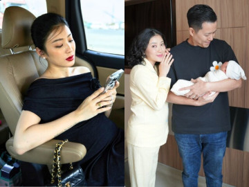 Nữ MC nổi tiếng sinh xong vòng một “cứng như hai cục đá” phải cầu cứu chuyên gia, chồng Việt kiều túc trực phụ bế ái nữ