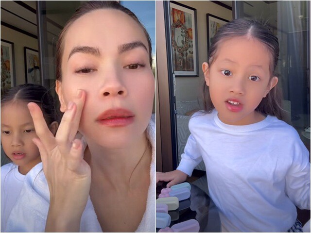 Lisa nhà Hồ Ngọc Hà đã không còn sợ bố cấm trang điểm, nũng nịu xin mẹ cho làm đẹp và nói 1 câu về Kim Lý