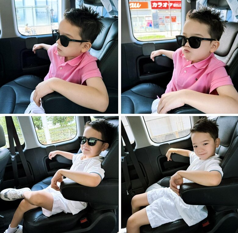 Bé Gấu được khen ngợi điển trai, ra dáng sếp nhí giống bố.