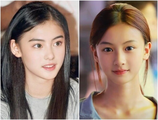Kỳ Kỳ (ảnh phải) được nhận xét rất giống với minh tinh Trương Bá Chi (ảnh trái) lúc trẻ.