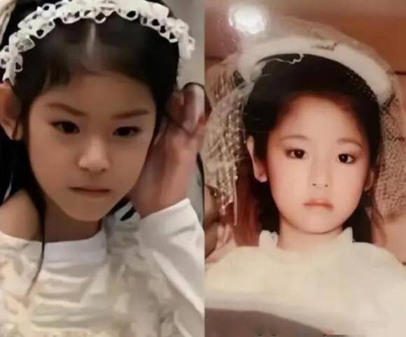 Cô nhóc Cá Heo Nhỏ (ảnh trái) được khen ngợi xinh hơn cả mẹ (ảnh phải) lúc nhỏ.