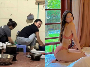 Mẹ bỉm giản dị ngồi rửa bát ở quê chồng, hóa ra là tiểu thư xinh giàu nức tiếng Hà thành, nuôi dạy con cực khéo