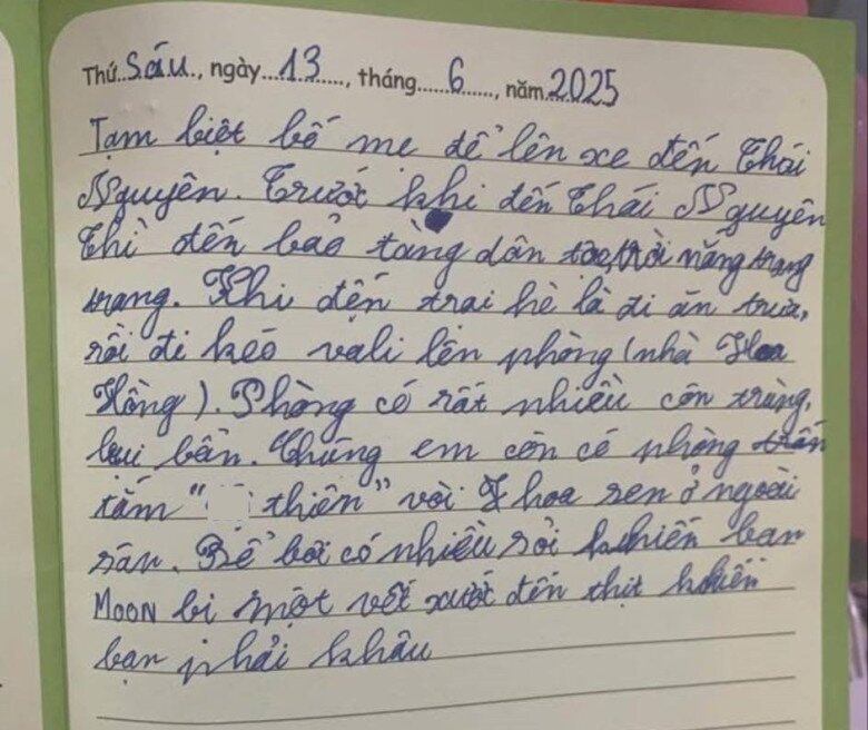 Nhật ký trại hè của một số bạn nhỏ được chị Ly và bạn bè của chị cung cấp.