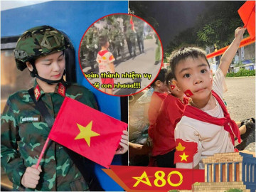 Xúc động khoảnh khắc em bé Hà Nội chạy theo mẹ đang hợp luyện diễu binh A80, người thân nói: 8 tháng rồi con chưa được gặp mẹ