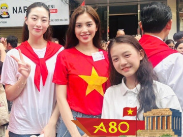 Bé gái đọ sắc 2 Hoa hậu Việt ở Lễ diễu binh, diễu hành 2/9: Cực giỏi, từng chung sân khấu MC Lại Văn Sâm, Hoài Anh