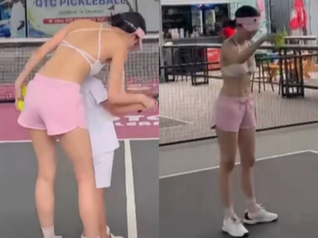 Hình ảnh ra sân thể thao của Ngọc Trinh gây tranh cãi vì quá hở.