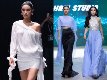 Phương Linh, Cẩm Ly khoe thần thái sắc lạnh, đắt show làm vedette sau đăng quang Hoa hậu Hoàn vũ Việt Nam