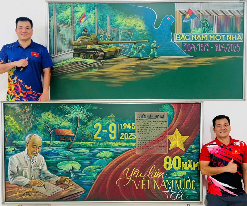 Những nét vẽ tỉ mẩn của người thầy đã khắc họa lại khung cảnh sống động, hào hùng của lịch sử.