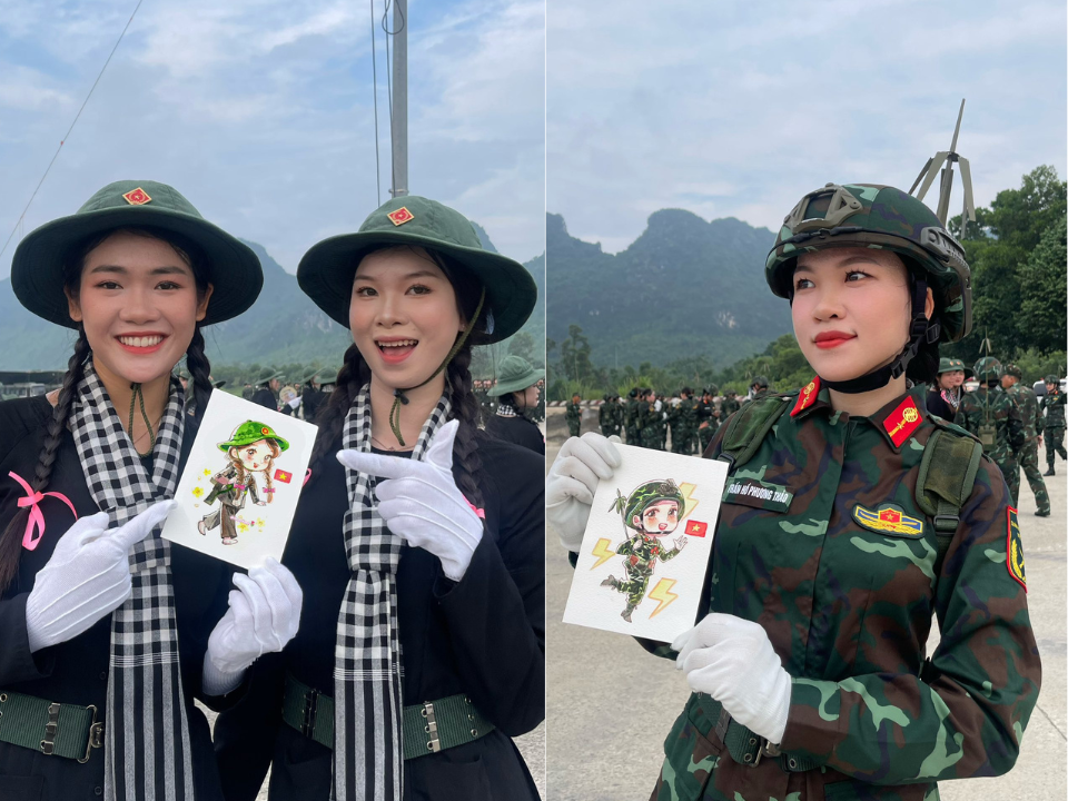 Những nét vẽ rất khéo tay của Hà My khiến các chiến sĩ khi nhận được không giấu được sự hạnh phúc và hãnh diện.
