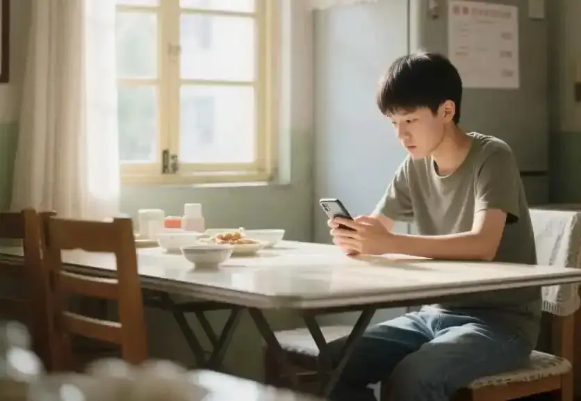 Lâm dậy từ rất sớm, dán mắt vào điện thoại để chờ hệ thống mở để tra kết quả thi. (Ảnh minh họa)