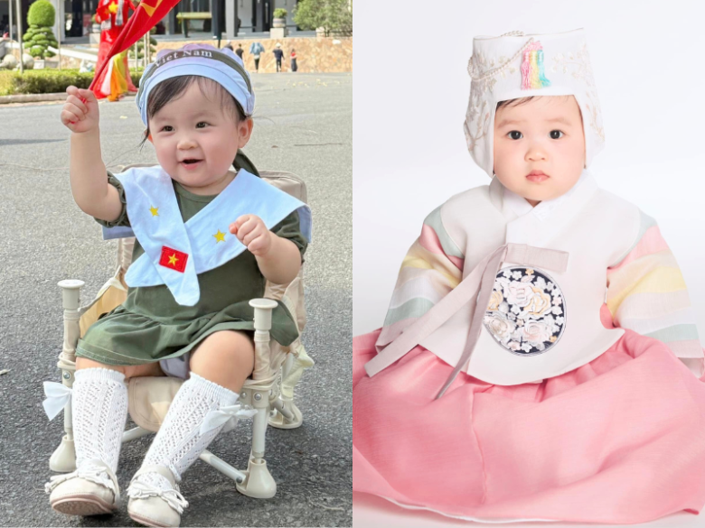 Bé Ijin - con gái Sam có ngoại hình xinh xắn, nhiều biểu cảm ngộ nghĩnh.