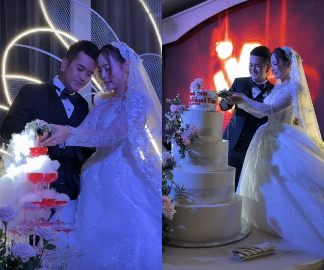 Hùng Thuận - Tuệ Tâm thực hiện các nghi thức trong đám cưới.