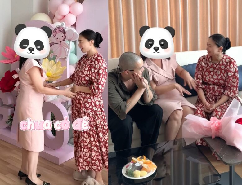 Mẹ chồng Ngô Thanh Vân (được che mặt bằng icon) không hay biết con dâu đã sinh nở.
