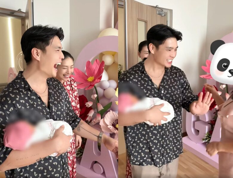Bà vô cùng ngỡ ngàng khi nhìn thấy cháu nội.
