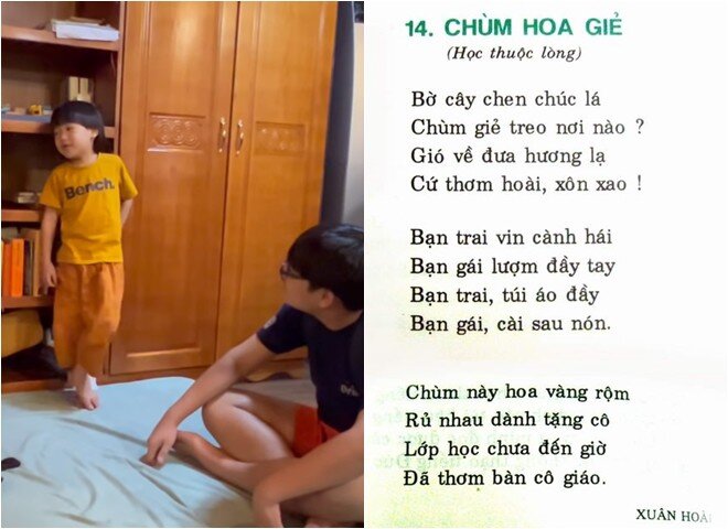 Nhóc tì thường xuyên trổ tài ngâm thơ.
