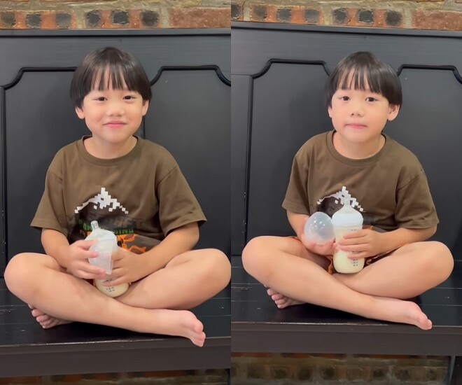 Khoảnh khắc con trai Xuân Bắc bị mẹ yêu cầu đọc thơ khi đang ti bình.