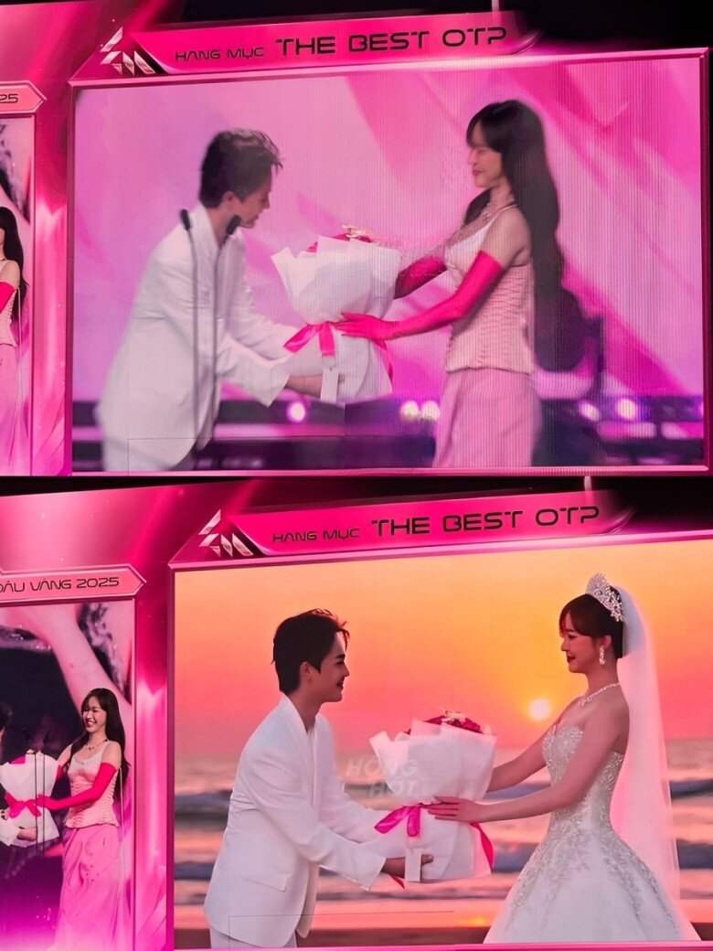 Bức ảnh đám cưới của Bích Phương và Tăng Duy Tân xuất hiện tại concert Em xinh say hi.