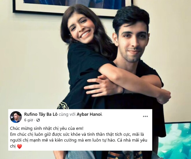 Em trai Andrea Aybar (An Tây) chúc mừng sinh nhật chị gái.