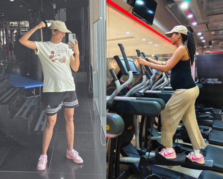 HHen Niê duy trì tập luyện thể thao khi mang bầu.