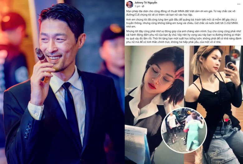 Johnny Trí Nguyễn gửi lời cảm ơn đến cô gái võ thuật MMA.  