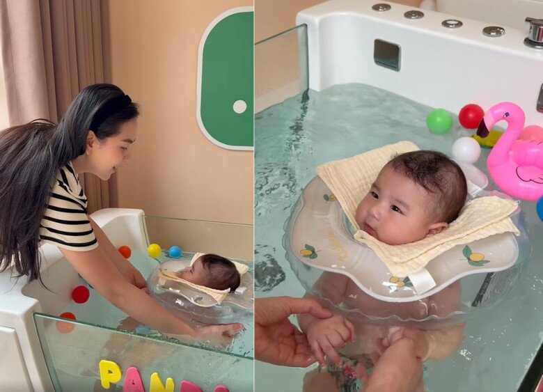 Con trai Mai Ngọc đi học bơi từ khi mới 3 tháng tuổi.