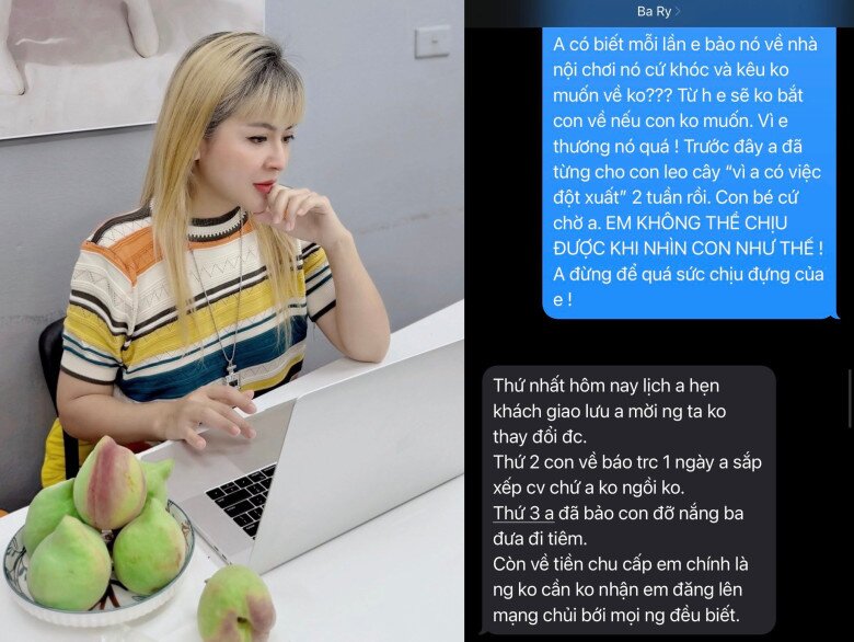 Chị Ly Ly tiết lộ tin nhắn trò chuyện với chồng cũ, bày tỏ sự bức xúc vì con gái bị bố cho leo cây.
