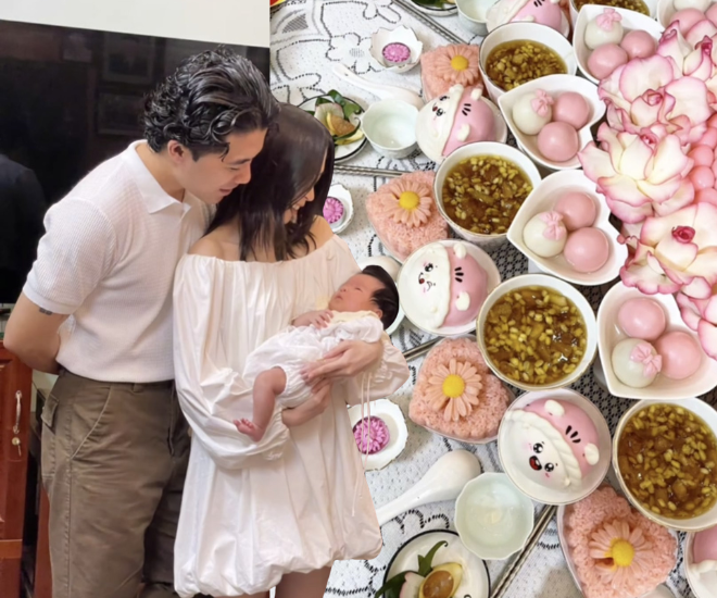 Con gái Xuân Hinh - Bảo Linh cùng chồng mừng đầy tháng con gái đầu lòng.