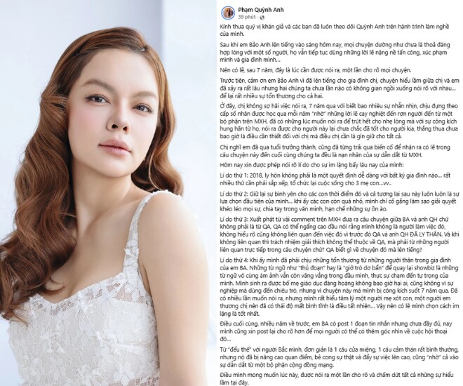 Phạm Quỳnh Anh đăng tâm thư làm rõ ồn ào với Bảo Anh sau 7 năm im lặng.