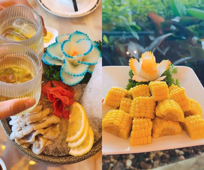 Mỗi khi rảnh rỗi, vợ chồng nữ ca sĩ thường nhâm nhi ăn uống cùng nhau.