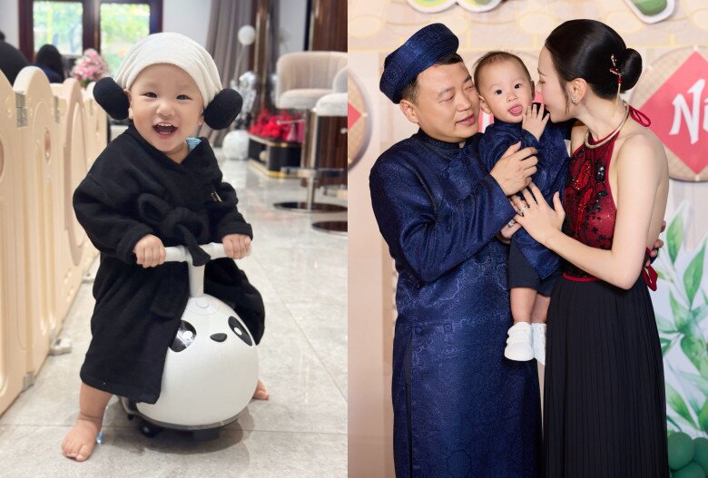 Cậu bé thừa hưởng ngoại hình lẫn phong thái từ bố.