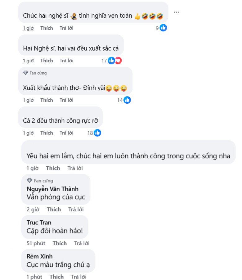 Khán giả ngưỡng mộ tình bạn của 2 nghệ sĩ.