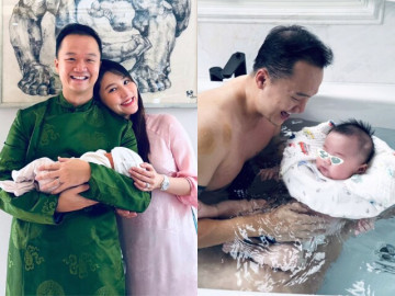 Chồng thiếu gia của Diễm My 9X khoe quý tử trong biệt thự riêng, em bé nay mới lộ diện mạo giống hệt bố